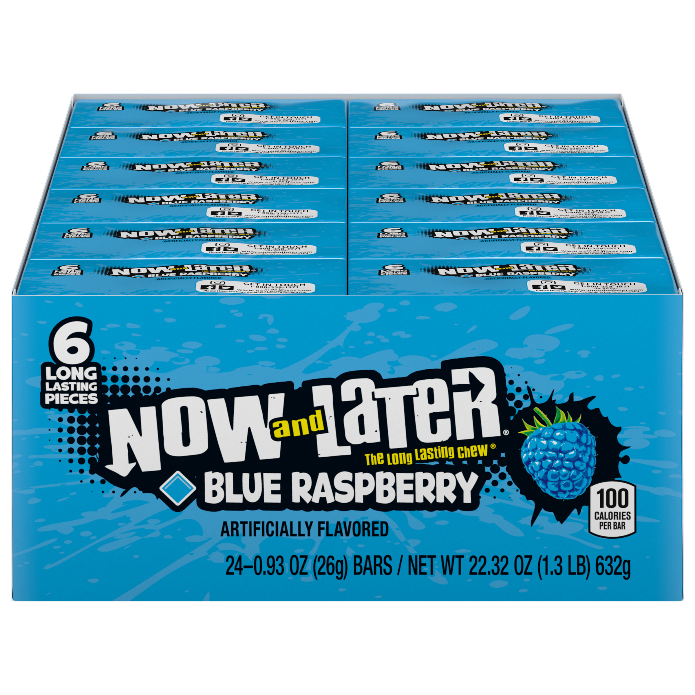 Now & Later (6 Piece) Blue Raspberry .93oz 24 ct